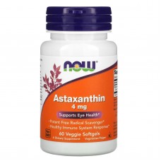 NOW Foods, астаксантин, 4 мг, 60 растительных капсул NOW Foods, астаксантин, 4 мг, 60 растительных капсул
